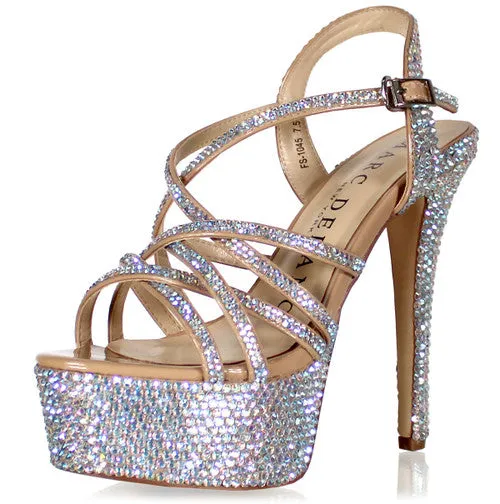 Marc Defang METTE AB CRYSTAL Platform Pageant High Heel Prom Shoes Formal