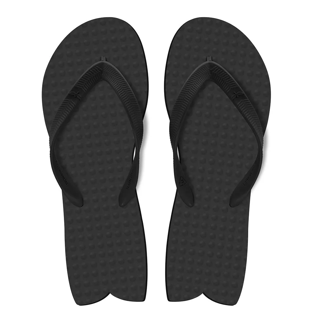 Men's Sustainable Flip Flops Fish Style Recycled Black with Recycled Black Straps