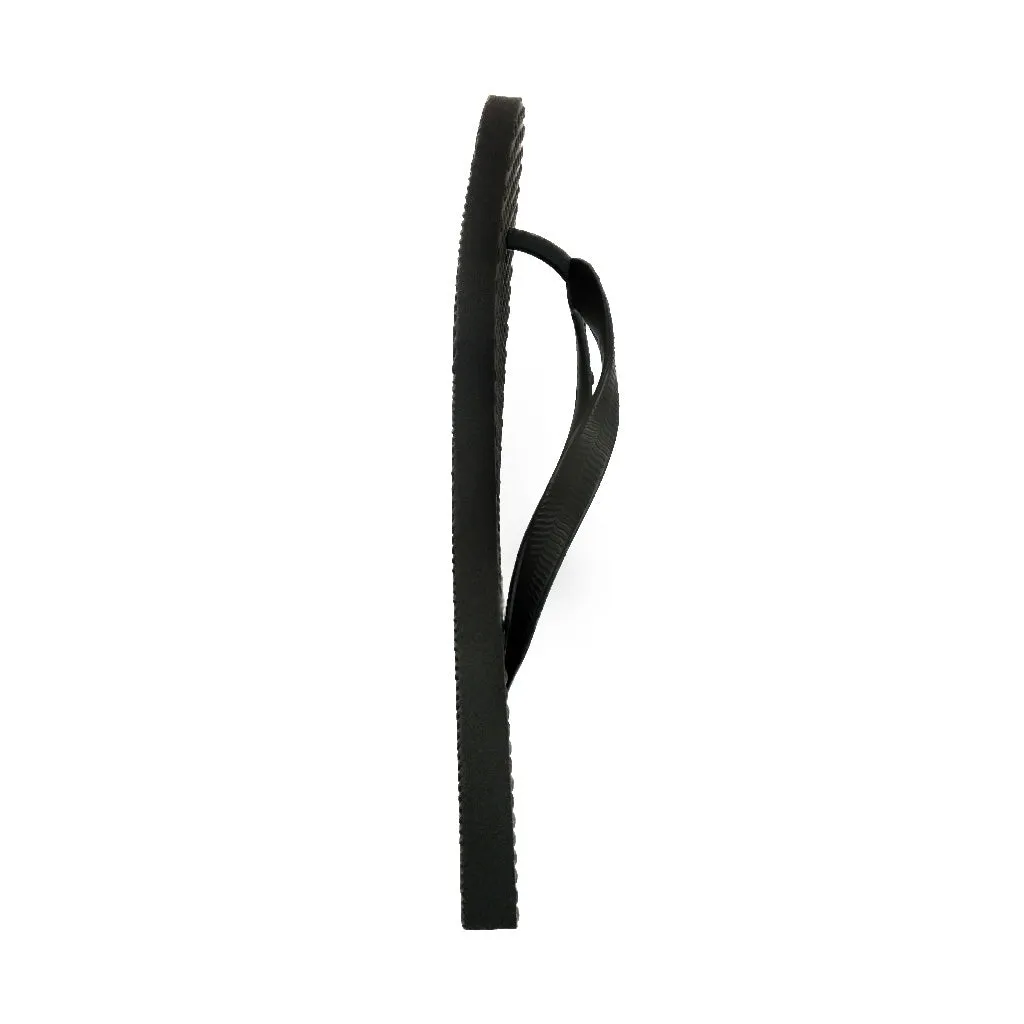 Men's Sustainable Flip Flops Fish Style Recycled Black with Recycled Black Straps