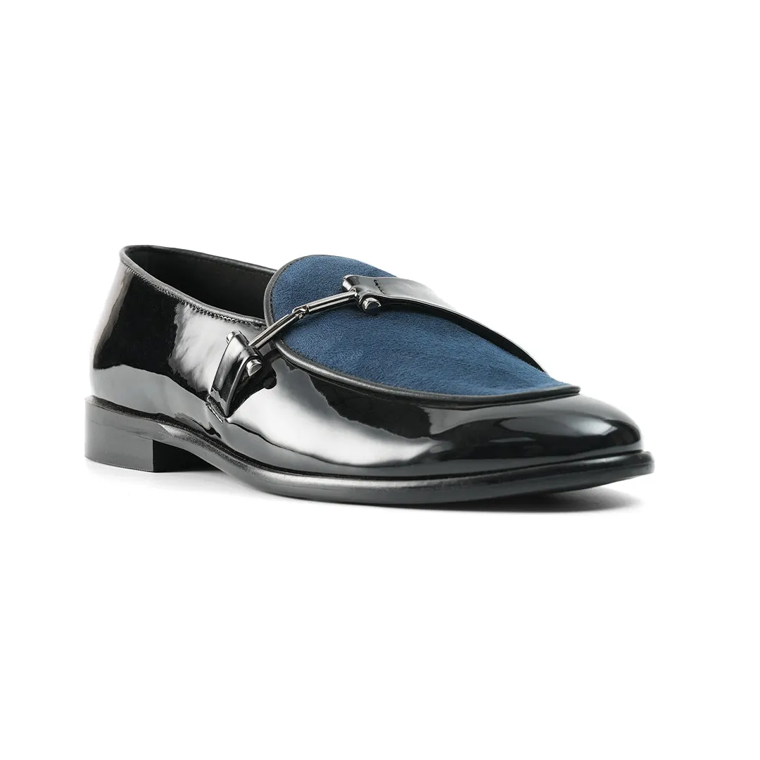Monkstory Eclecta Glossy Side Buckle Slip Ons - Blue/Black