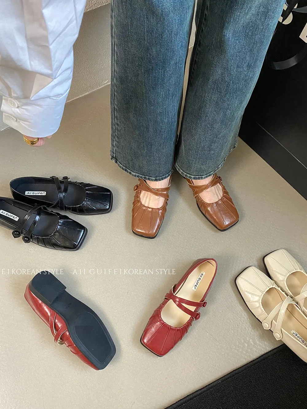Mqtime Square Toe Women Loafers Flat Low Heeled 2024 New Arrivals Mary Janes White Black Brown Red Fashion Dress Shoes Woman Size 35-39