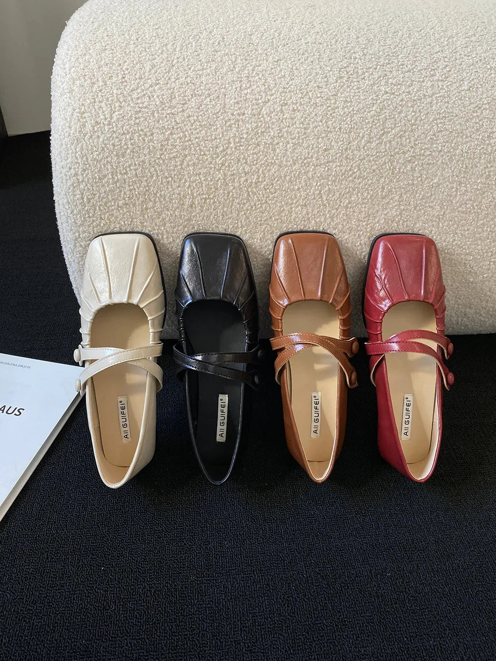 Mqtime Square Toe Women Loafers Flat Low Heeled 2024 New Arrivals Mary Janes White Black Brown Red Fashion Dress Shoes Woman Size 35-39