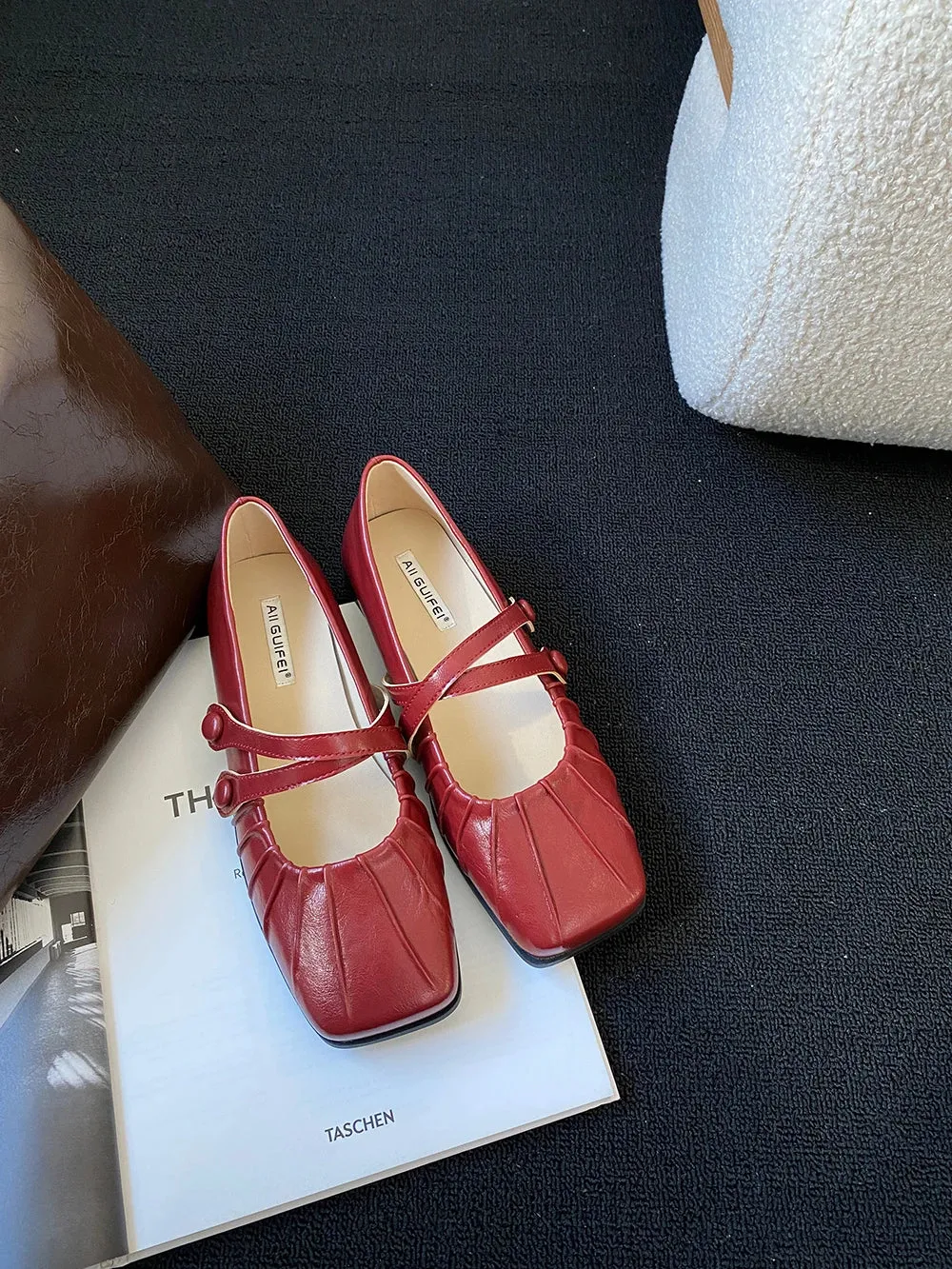 Mqtime Square Toe Women Loafers Flat Low Heeled 2024 New Arrivals Mary Janes White Black Brown Red Fashion Dress Shoes Woman Size 35-39