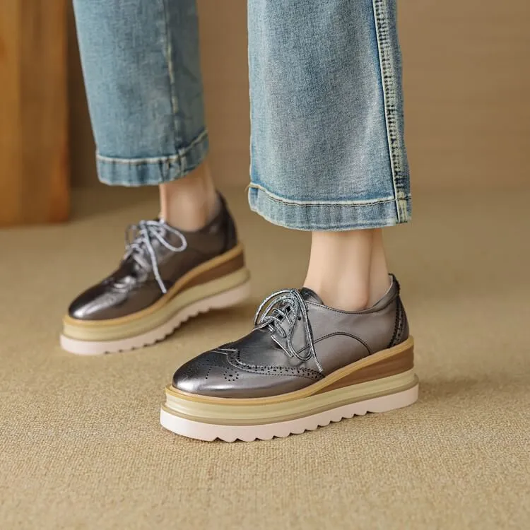 Platform Brogue Derby Shoes