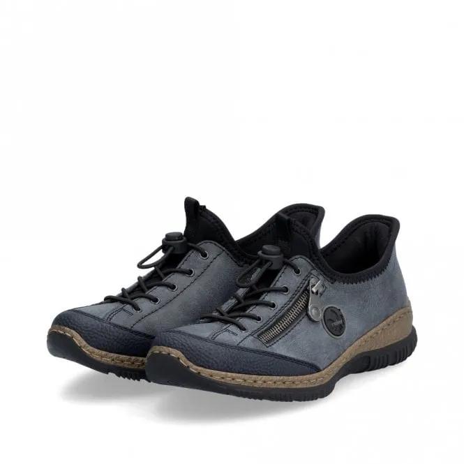 Rieker N3267-14 Ladies Toggle Easy Slip On Shoe Blue