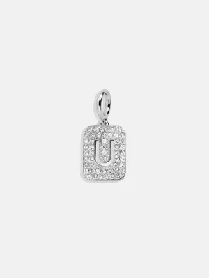 Silver Block Pave Cluster Charm - U