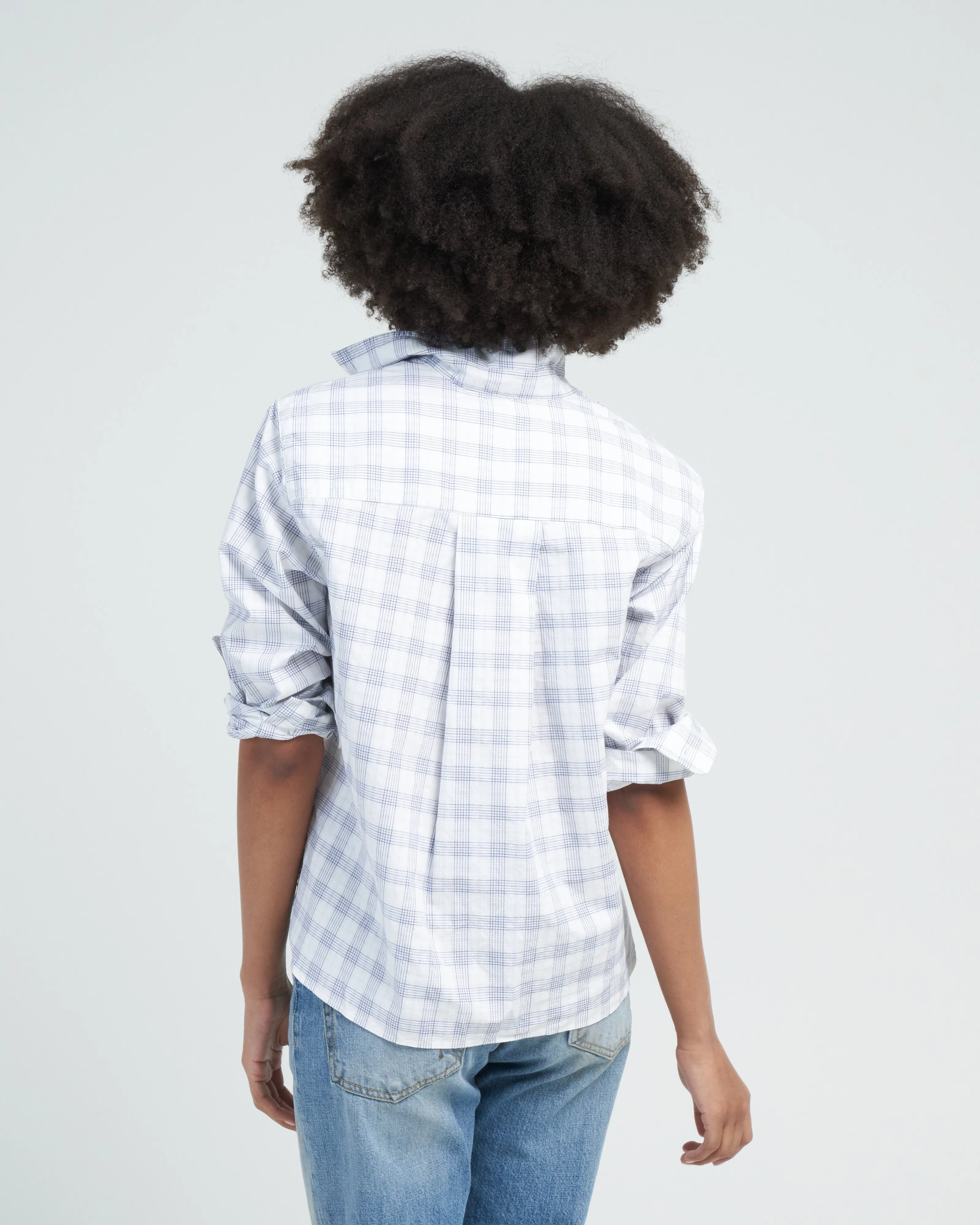 silvio untuckable button up - textured blue plaid