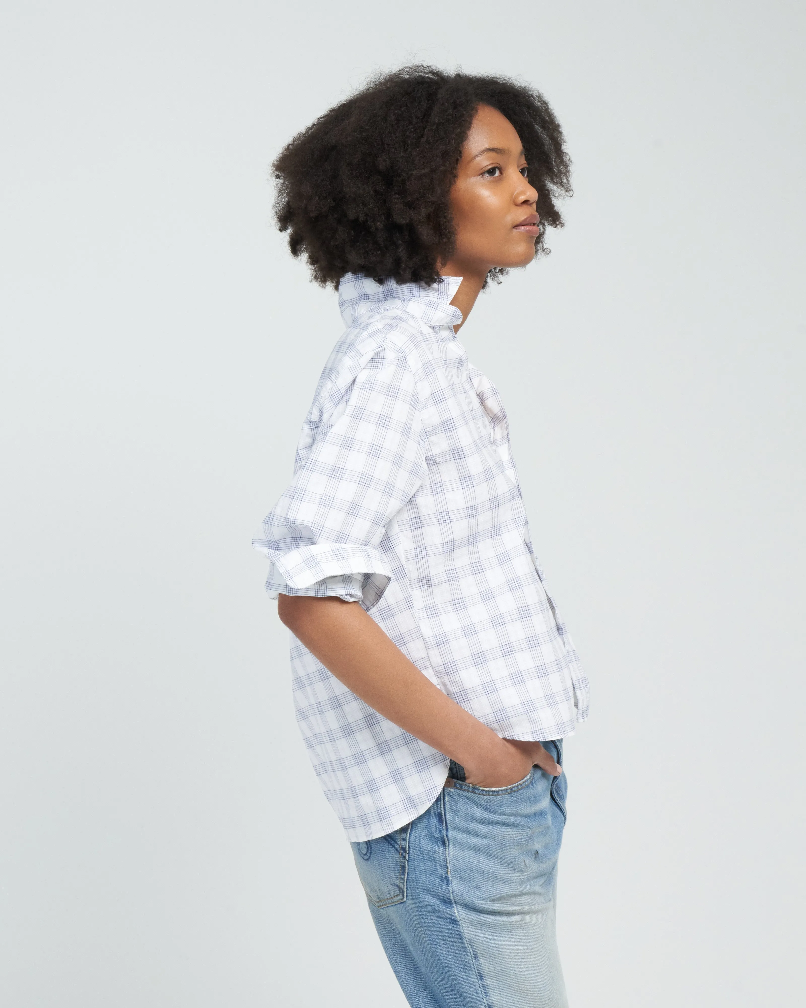 silvio untuckable button up - textured blue plaid
