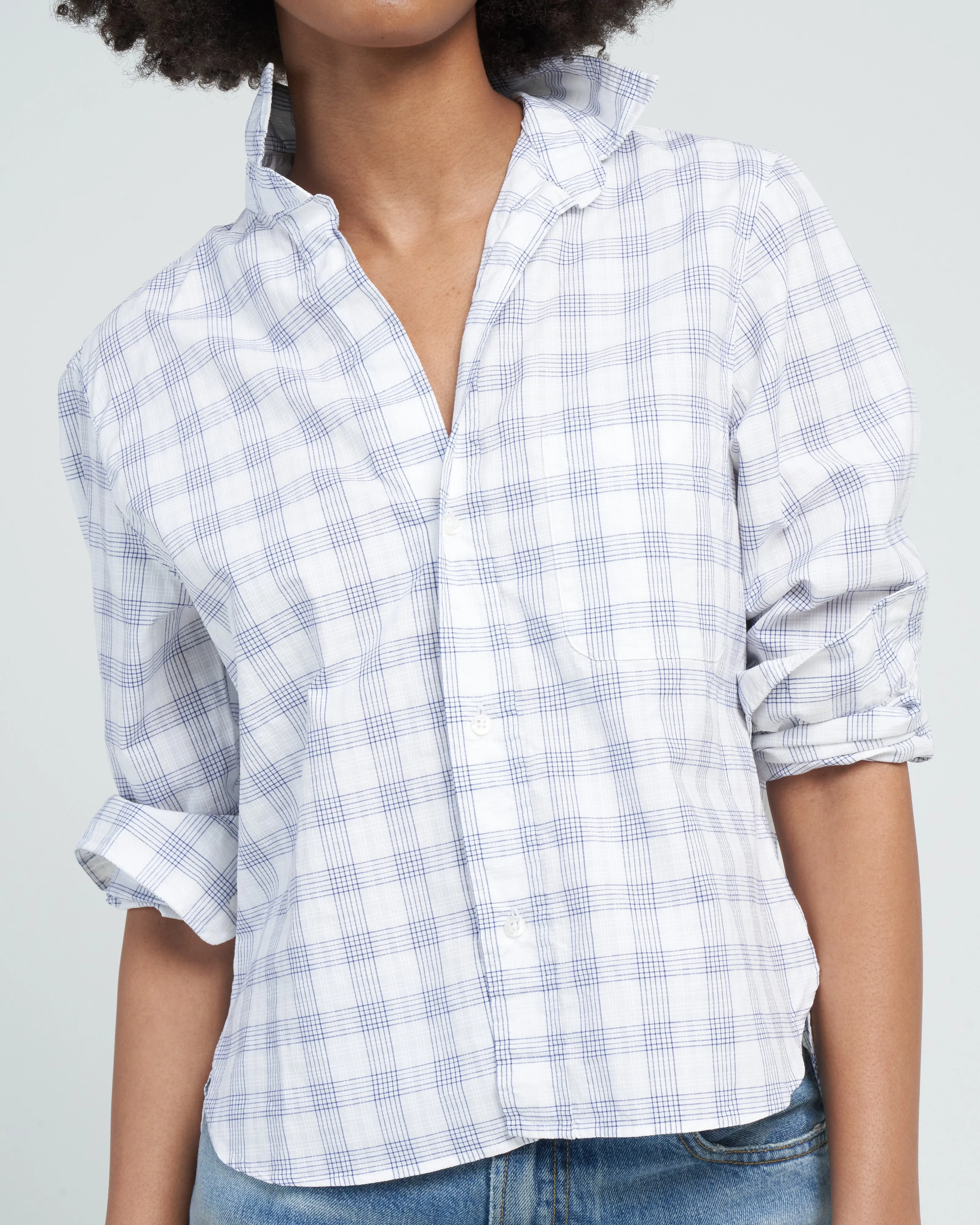silvio untuckable button up - textured blue plaid