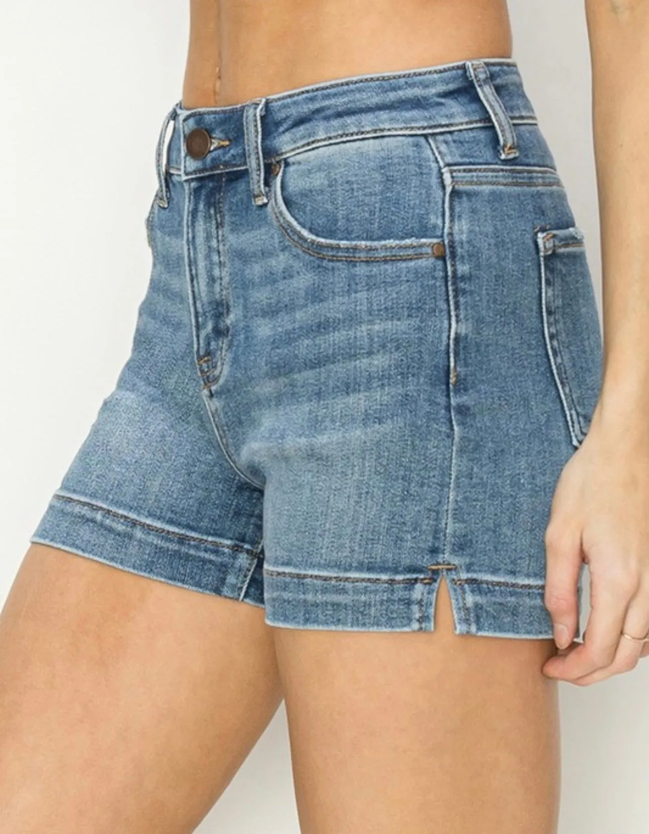 Stella High Rise Slit Denim Short