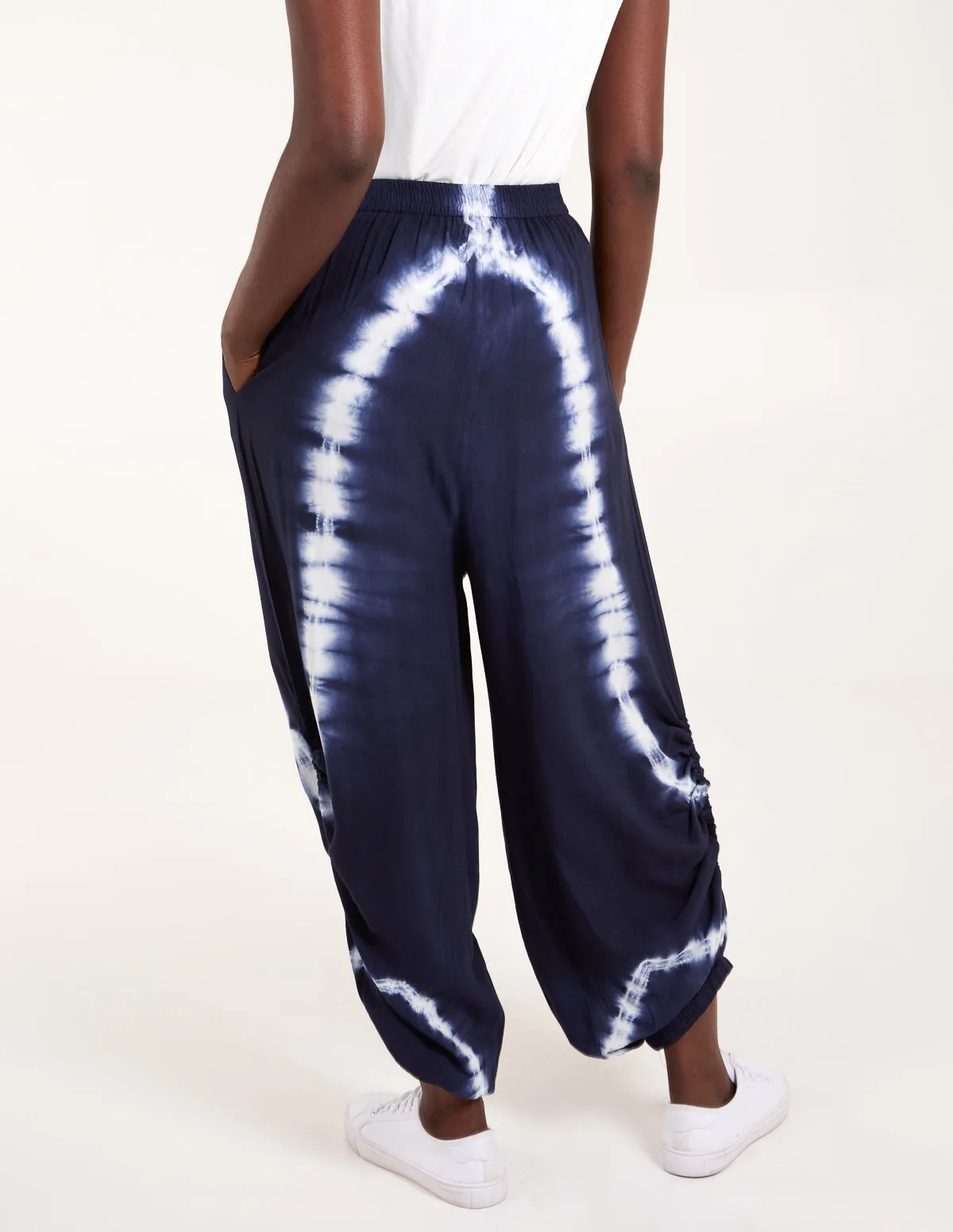 Tie Dye Ruched Harem Trousers