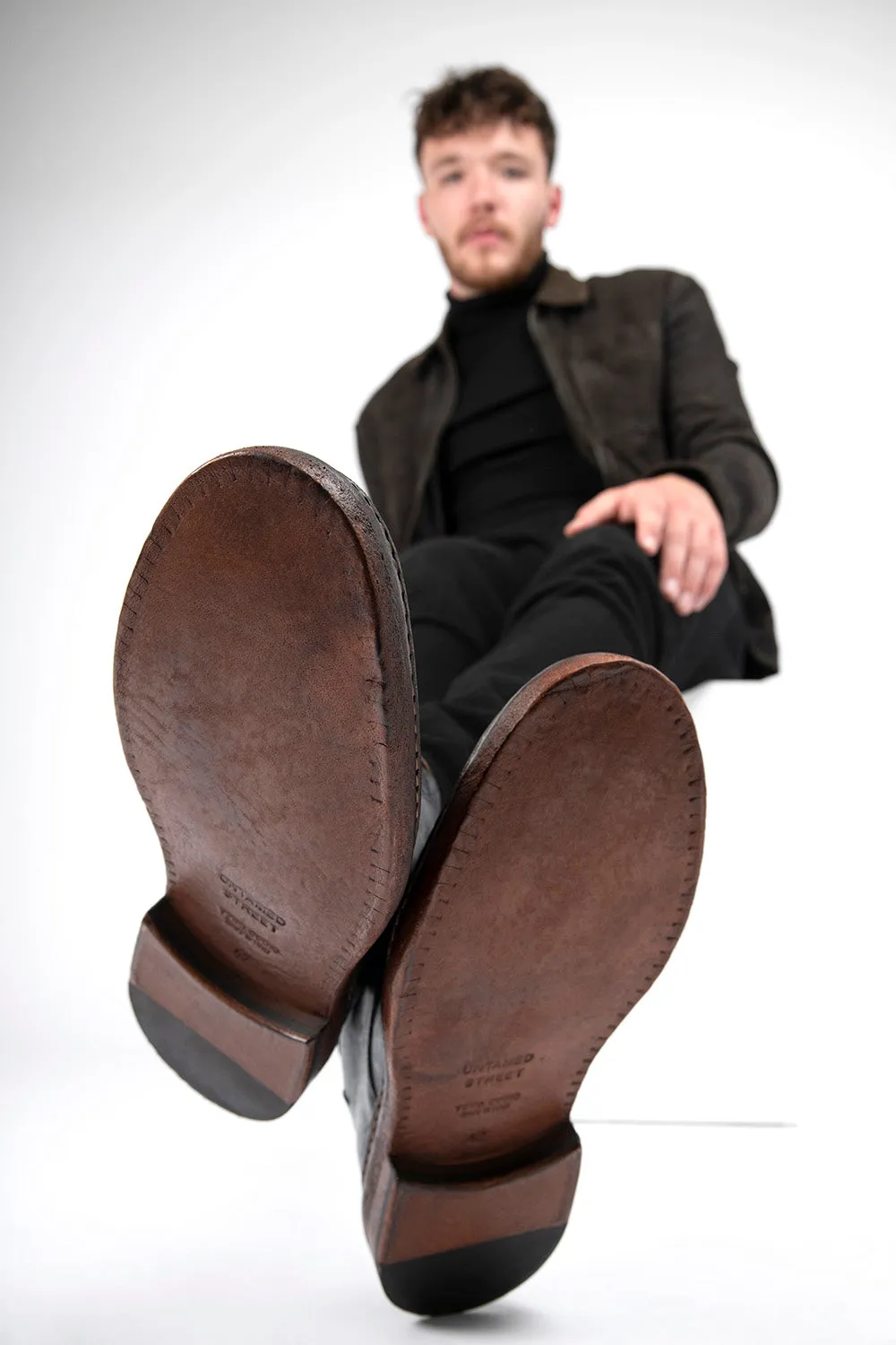YORK imperial-black welted derby shoes.
